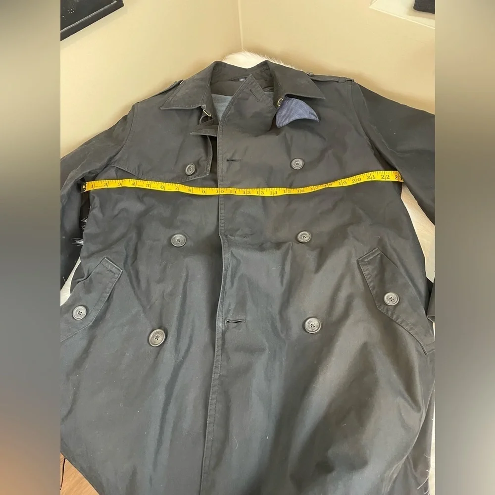 Hart Schaffer Marx Smart coat Men's Black wool lined Trench Coat